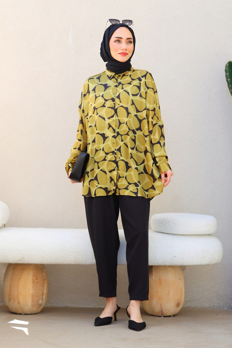 Lisa Yağ Yeşili Tunik