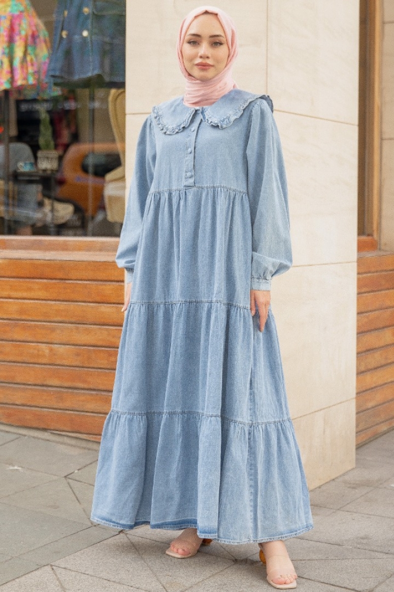 Liya Açık Mavi Kot Elbise
