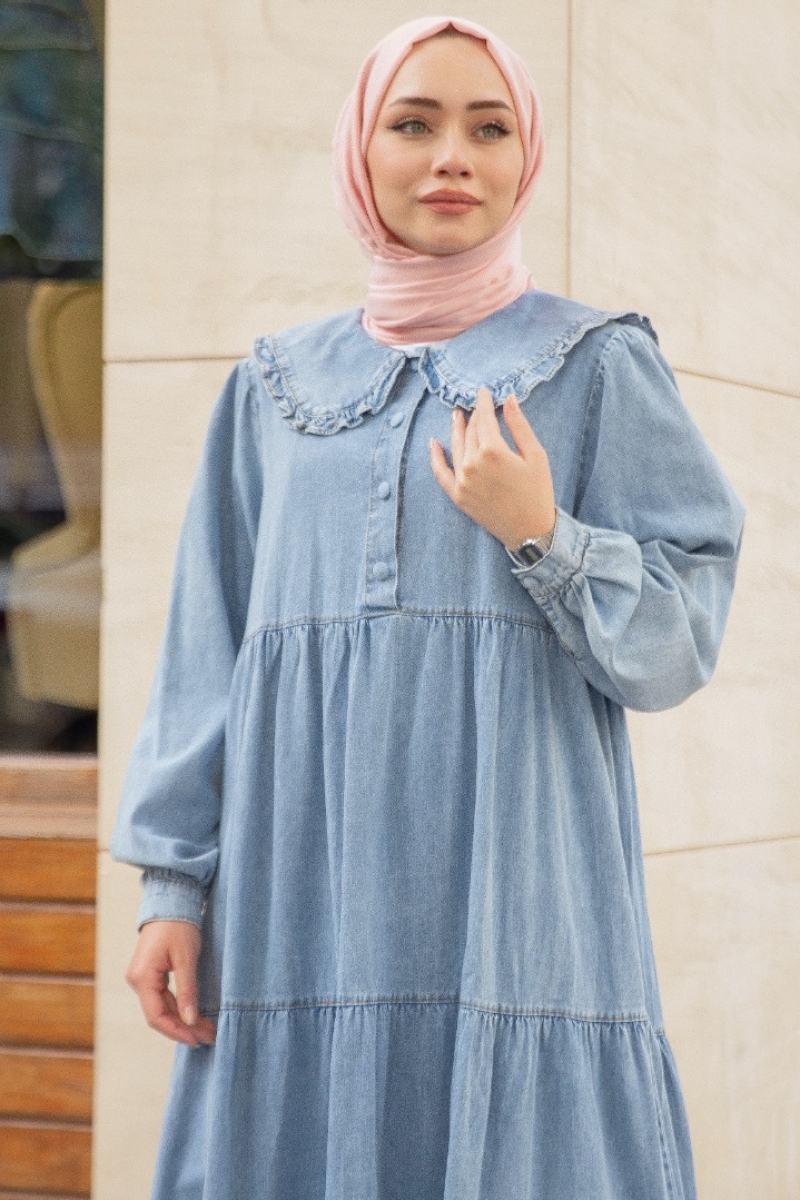 Liya Açık Mavi Kot Elbise