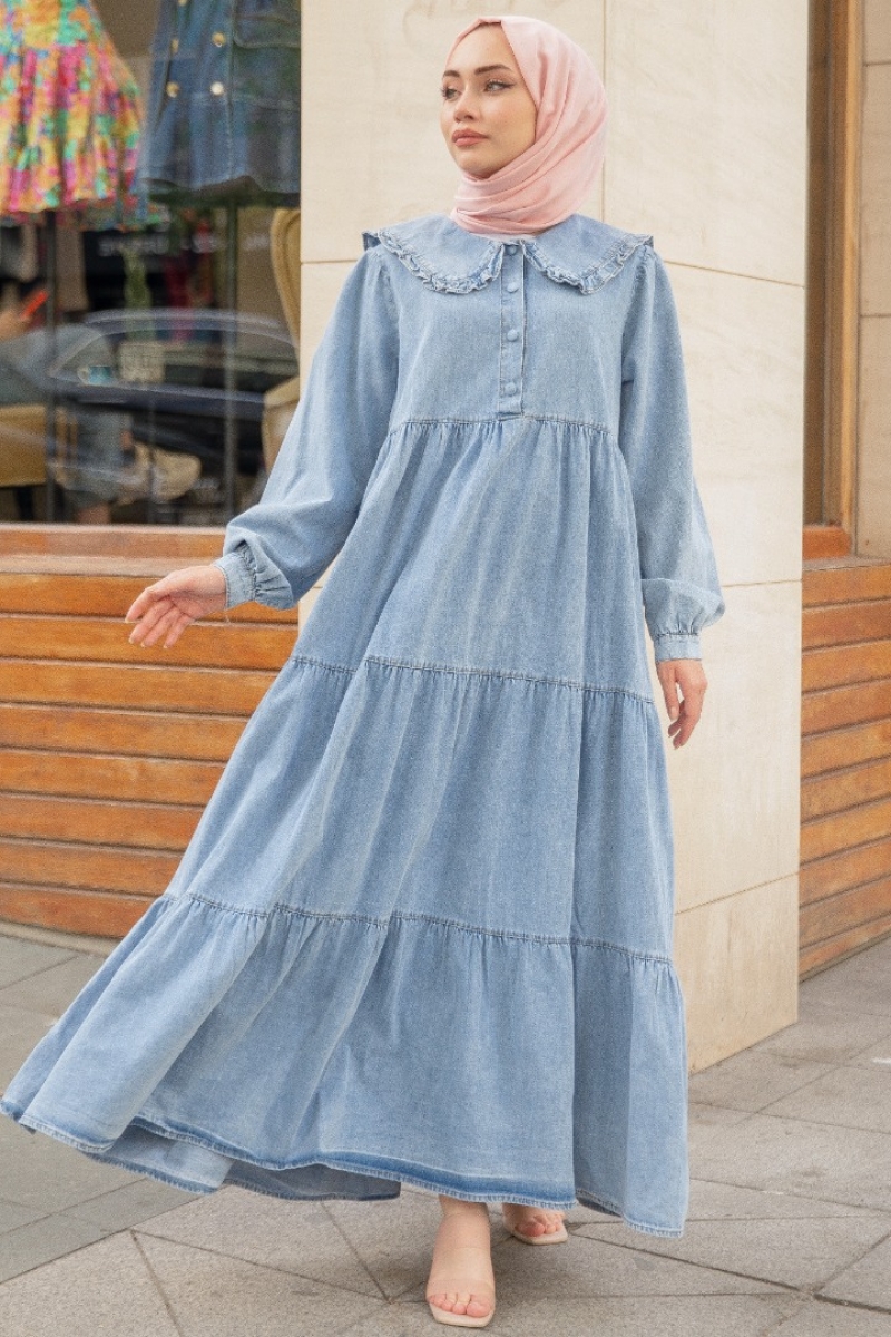 Liya Açık Mavi Kot Elbise