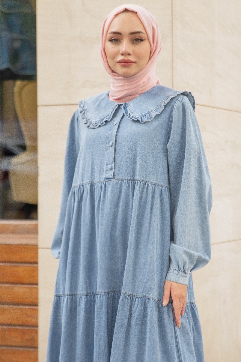 Liya Açık Mavi Kot Elbise