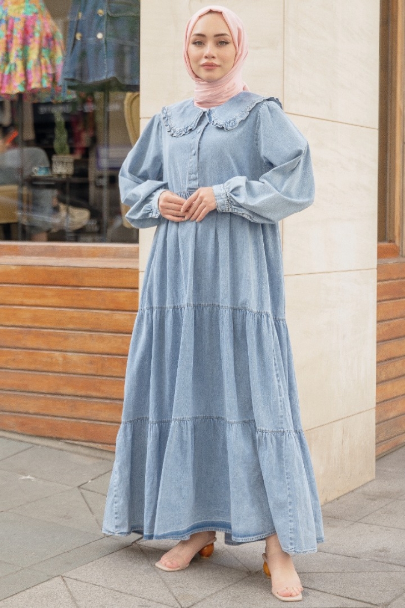 Liya Açık Mavi Kot Elbise