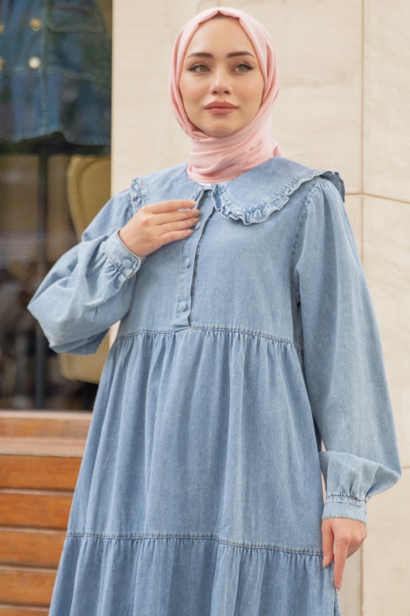 Liya Açık Mavi Kot Elbise