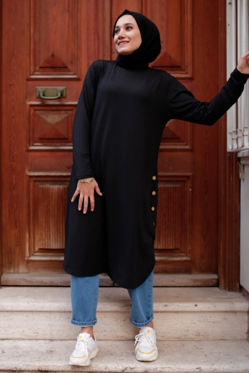 Lizbon Siyah Tunik