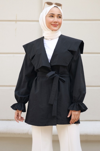 Lora Siyah Trençkot