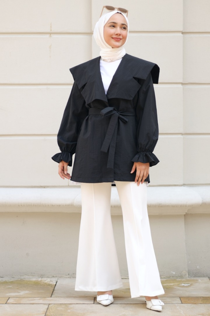 Lora Siyah Trençkot