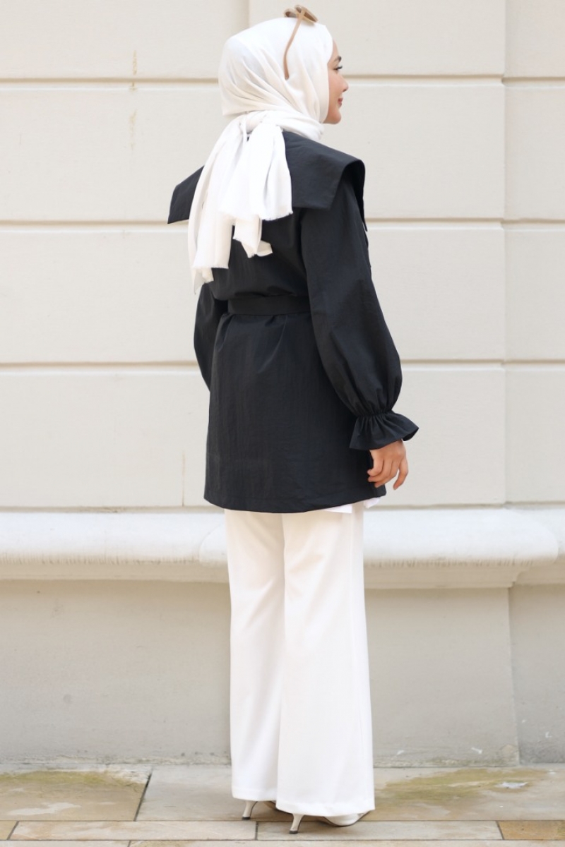 Lora Siyah Trençkot