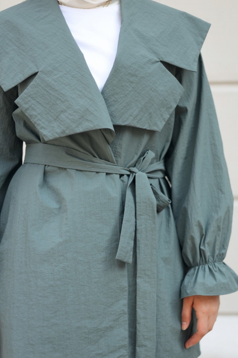 Lora Koyu Yeşil Trençkot