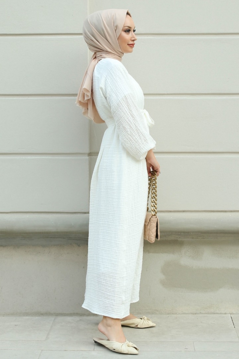 Lores Beyaz Elbise
