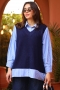Lori Lacivert Süveter Gömlek