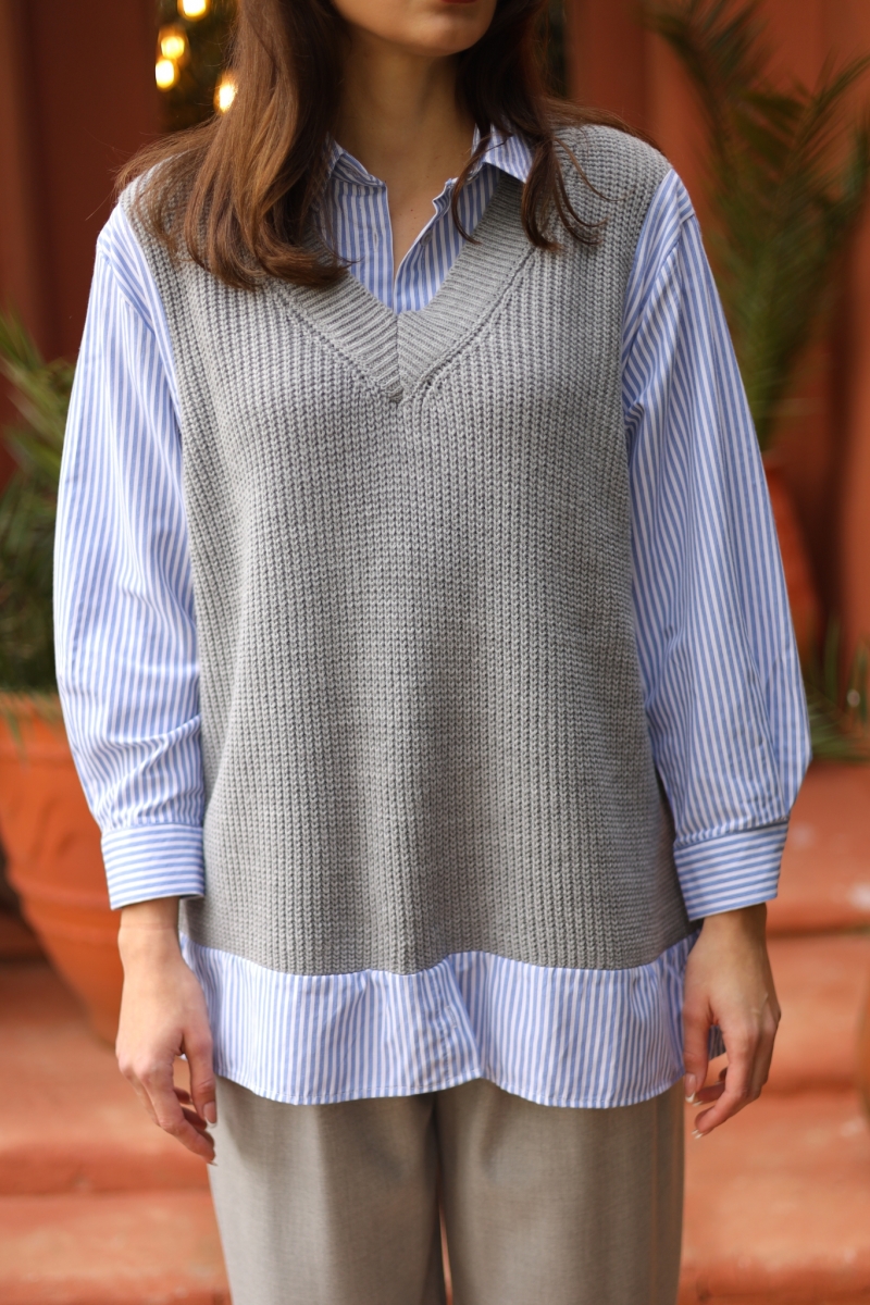 Lori Gri Süveter Gömlek