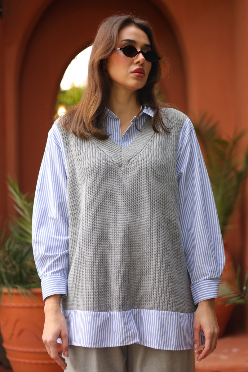 Lori Gri Süveter Gömlek