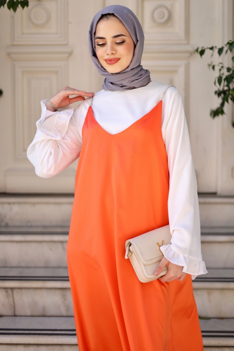 Lose Turuncu Saten Jile