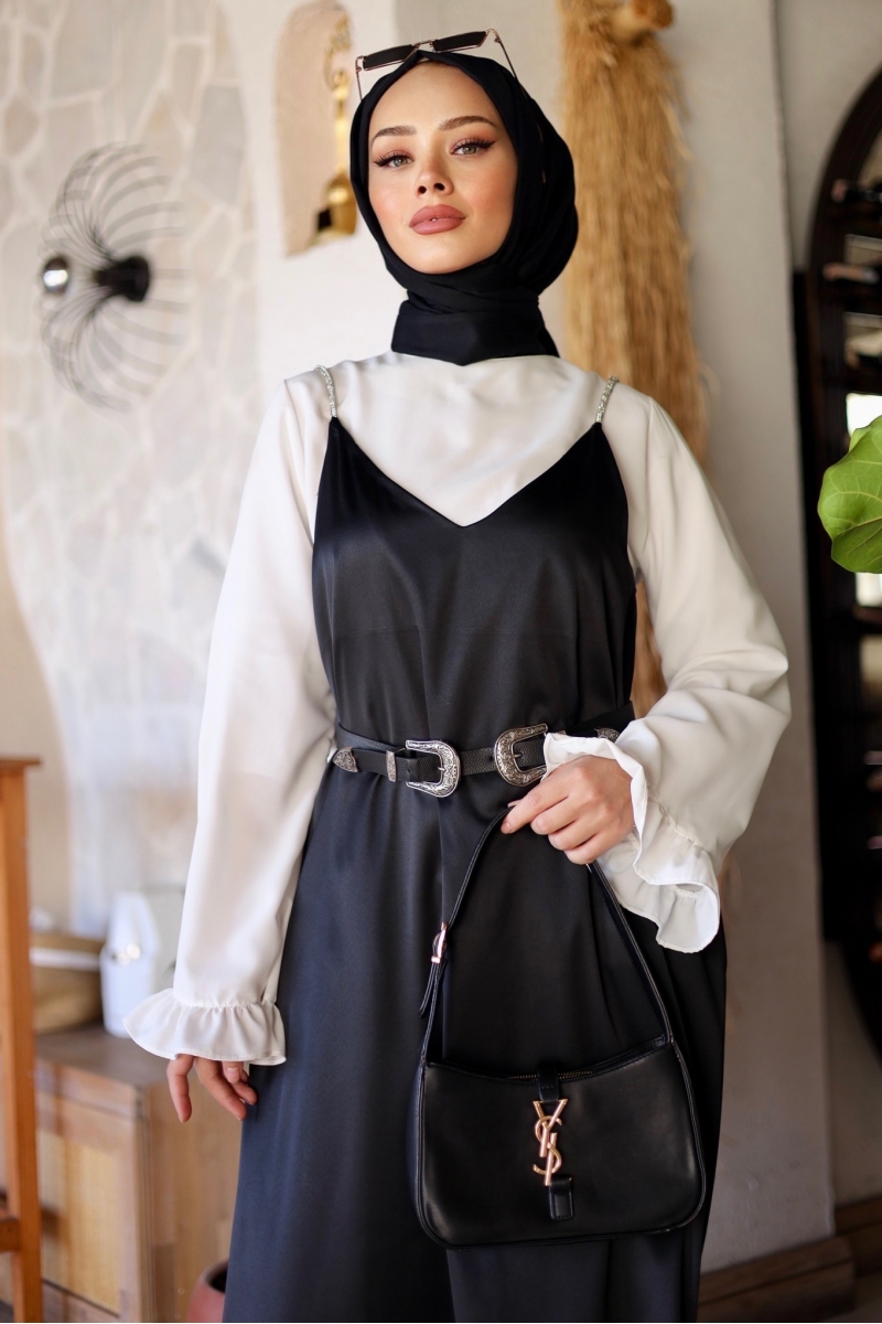 Lose Siyah Saten Jile