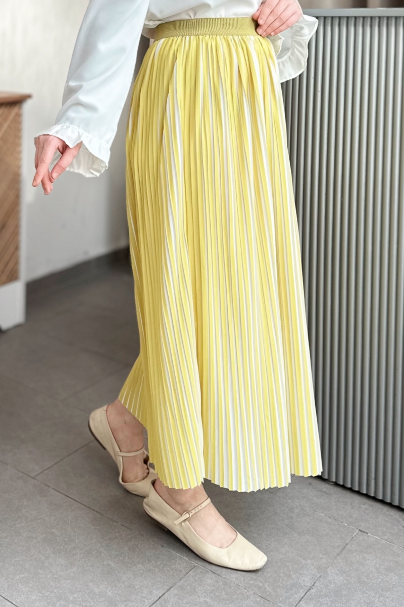Loyd Çizgili Sarı Etek