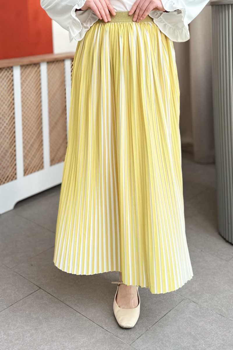 Loyd Çizgili Sarı Etek