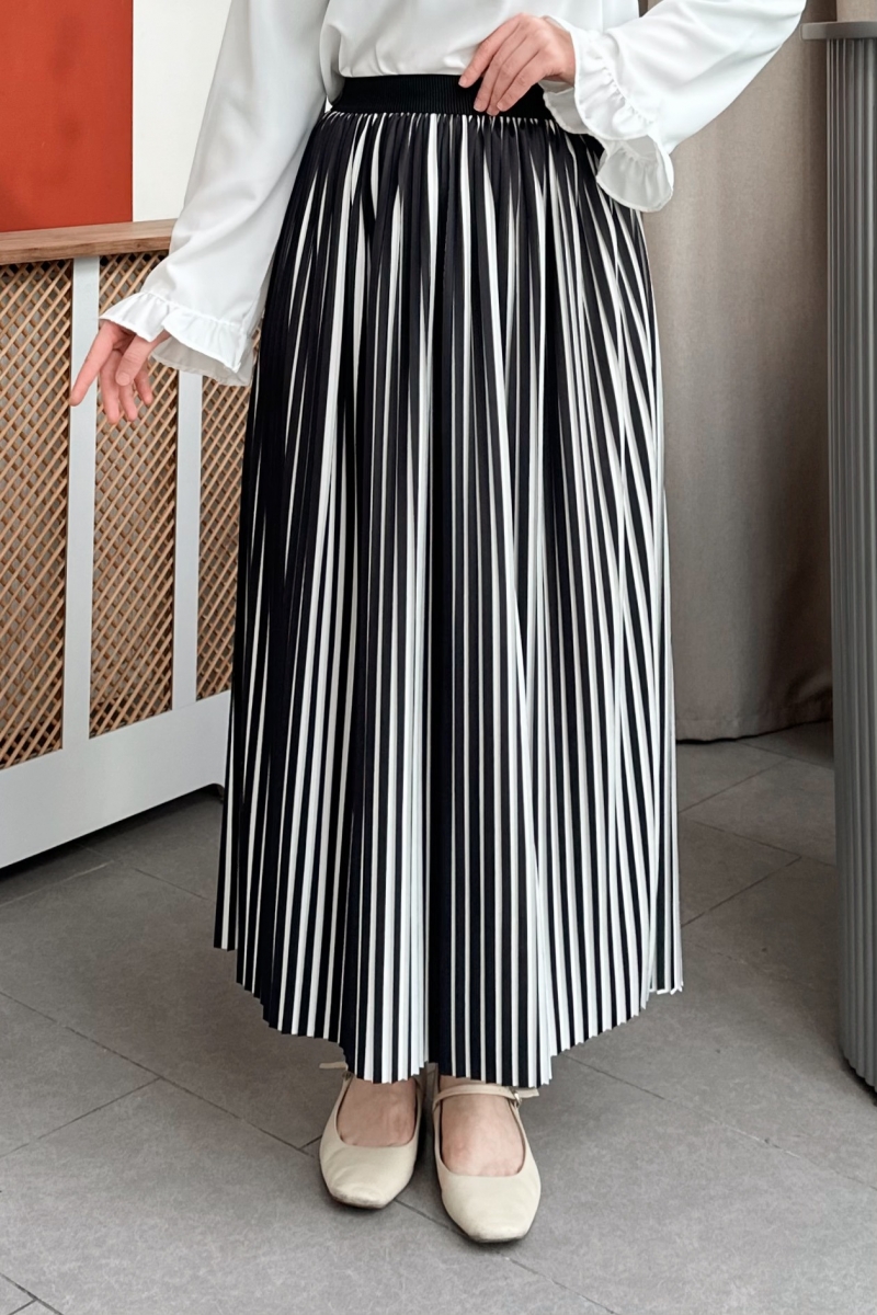 Loyd Çizgili Siyah Etek