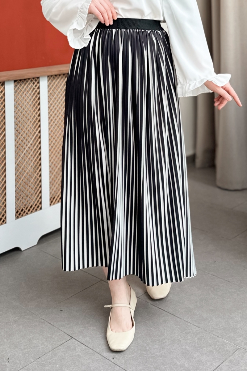 Loyd Çizgili Siyah Etek