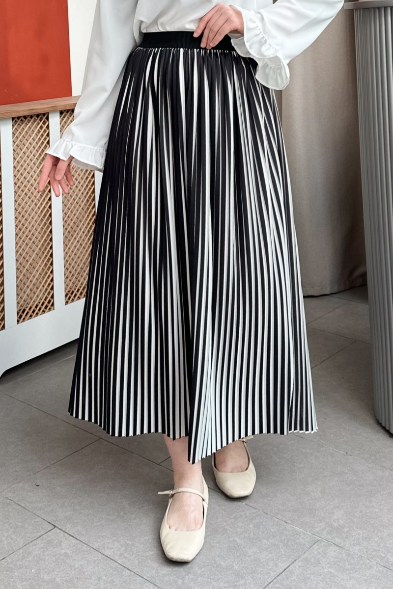 Loyd Çizgili Siyah Etek