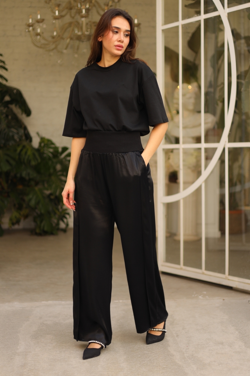 Lunia Siyah Saten Pantolon