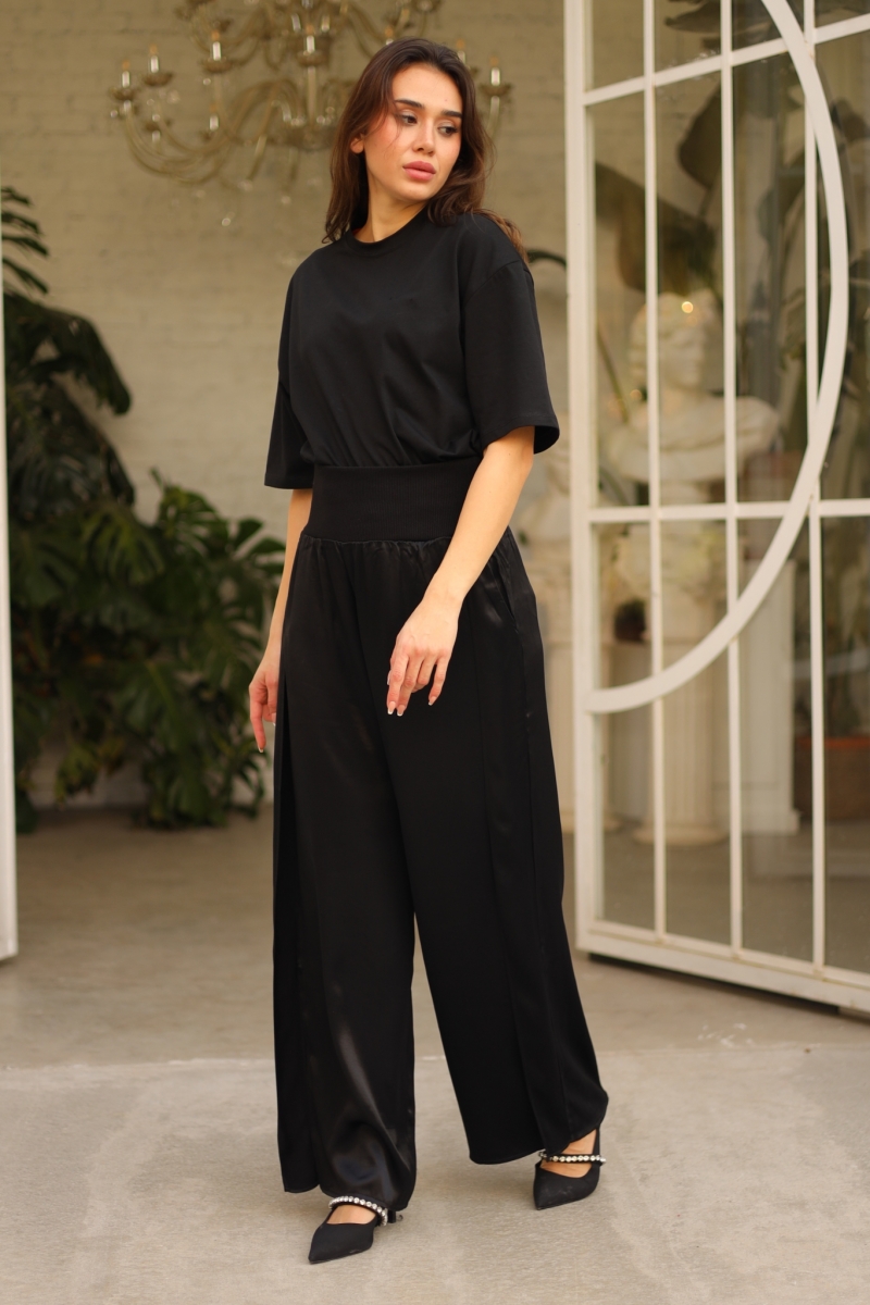 Lunia Siyah Saten Pantolon