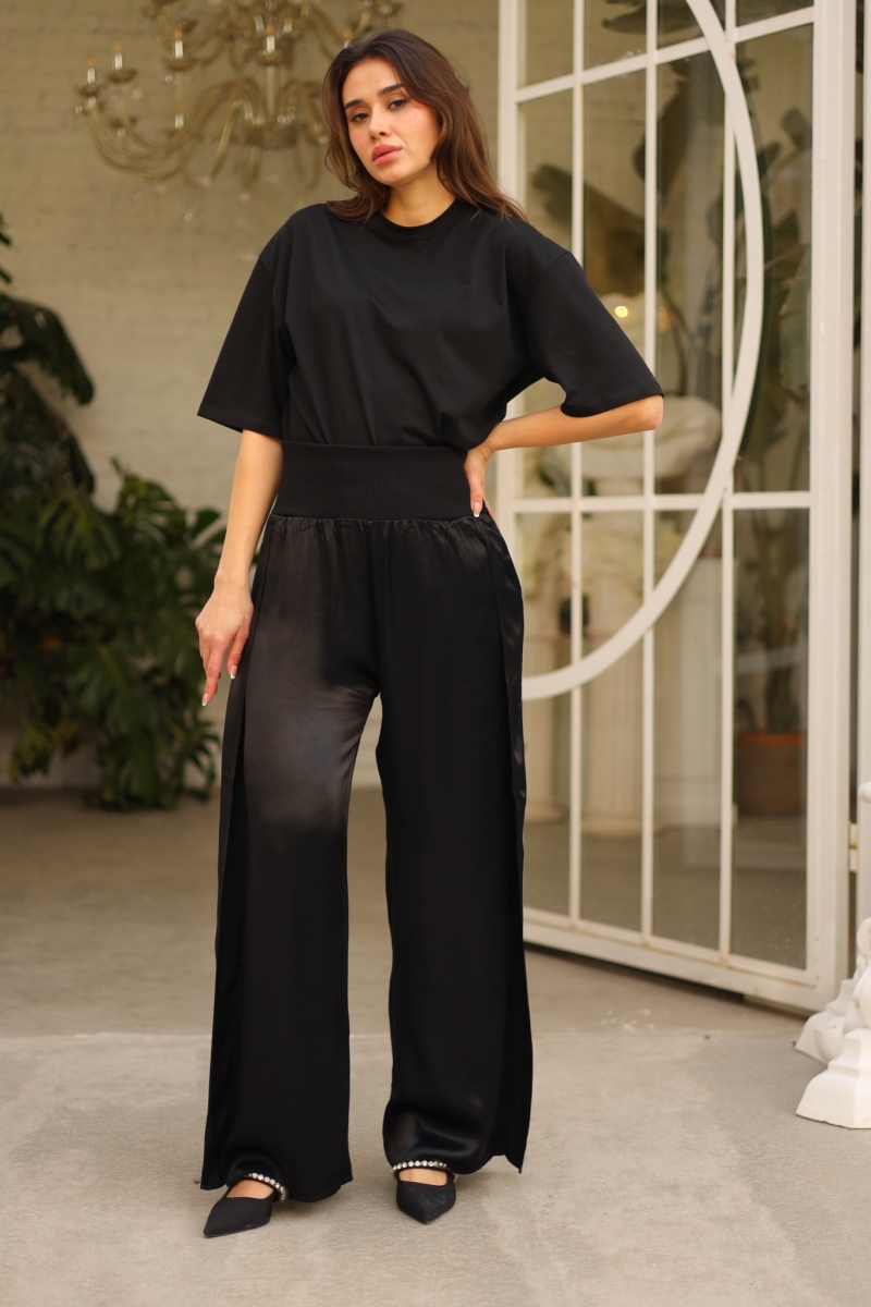 Lunia Siyah Saten Pantolon