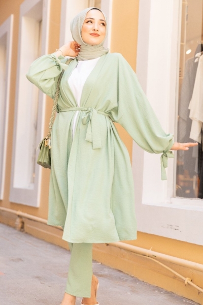 Lux Mint Yeşili Kimono