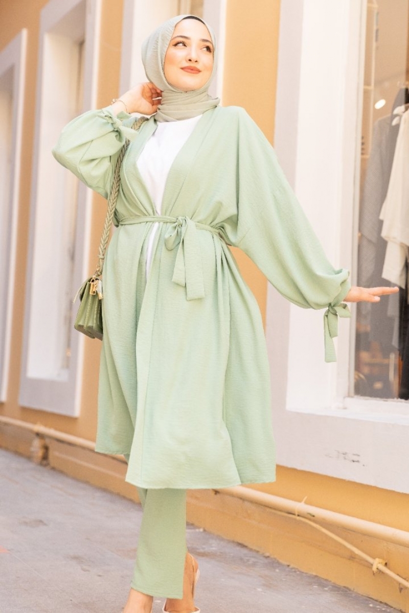 Lux Mint Yeşili Kimono