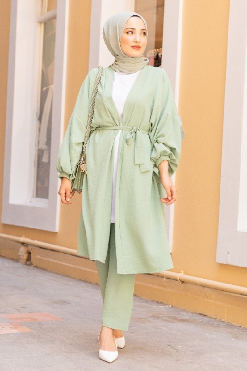 Lux Mint Yeşili Kimono