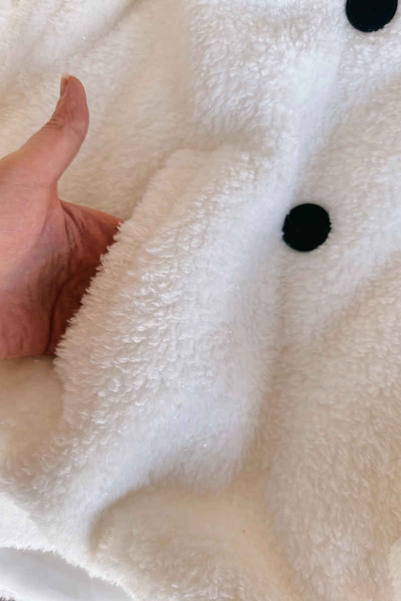 Mane Peluş Beyaz Mont