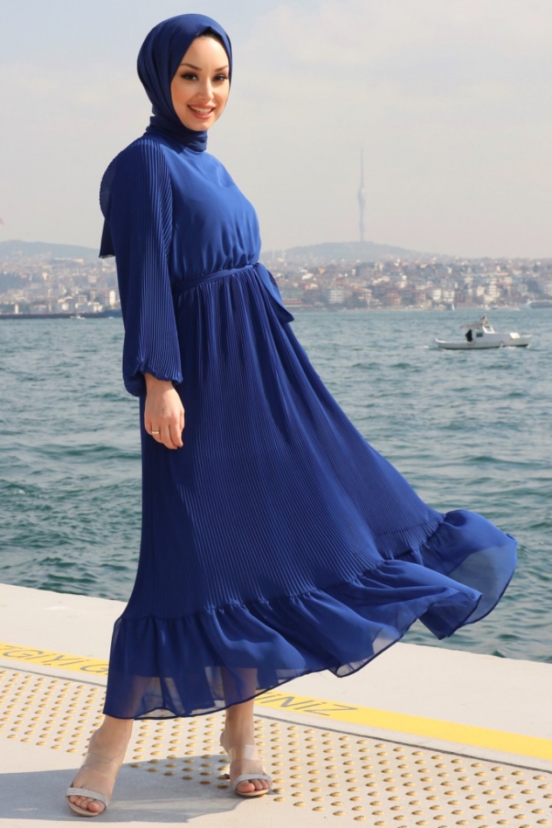 Mariola Saks Mavisi Elbise