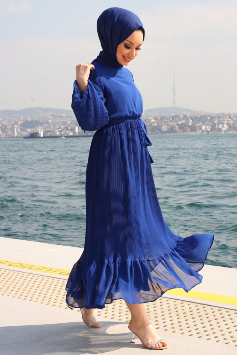 Mariola Saks Mavisi Elbise