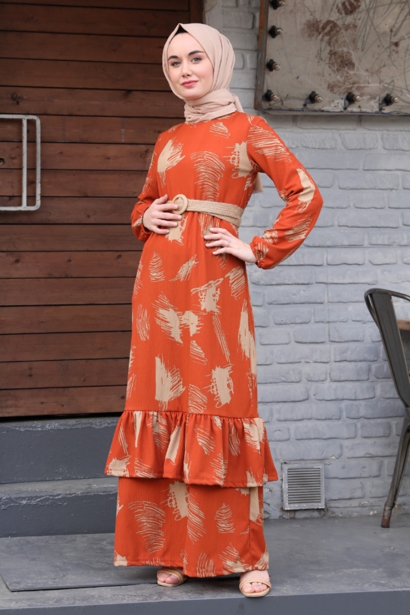 Marta Turuncu Elbise