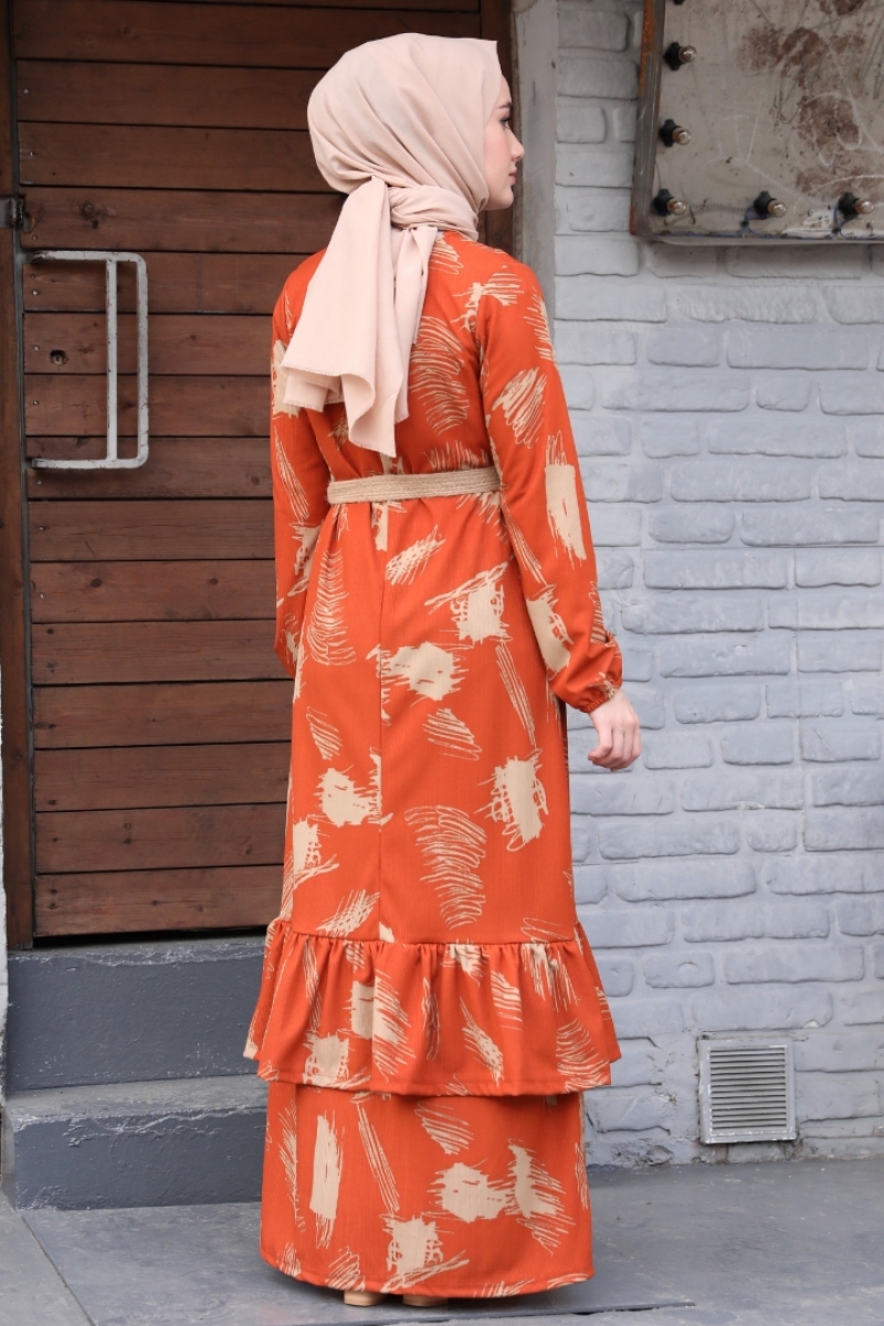 Marta Turuncu Elbise