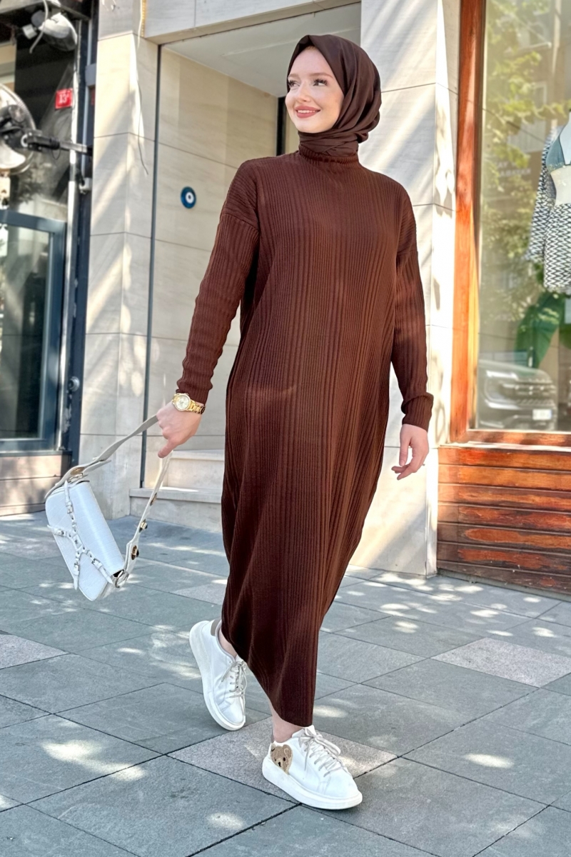 Mave Kahverengi Triko Elbise