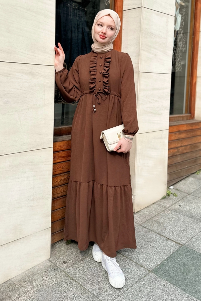 Mehir Kahverengi Elbise
