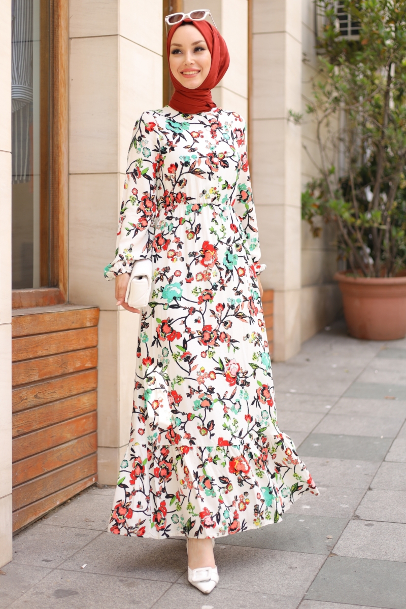 Mirana Beyaz Viskon Elbise