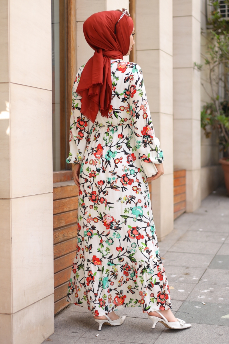 Mirana Beyaz Viskon Elbise