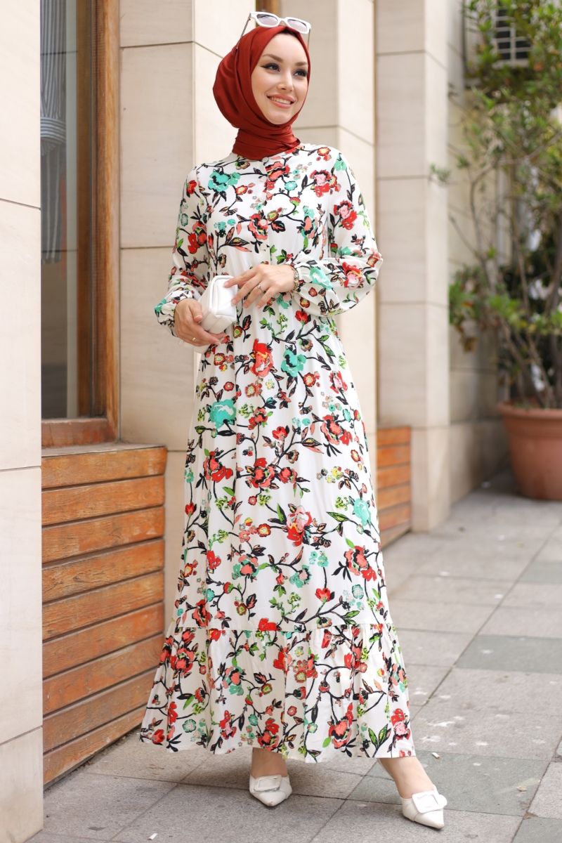 Mirana Beyaz Viskon Elbise