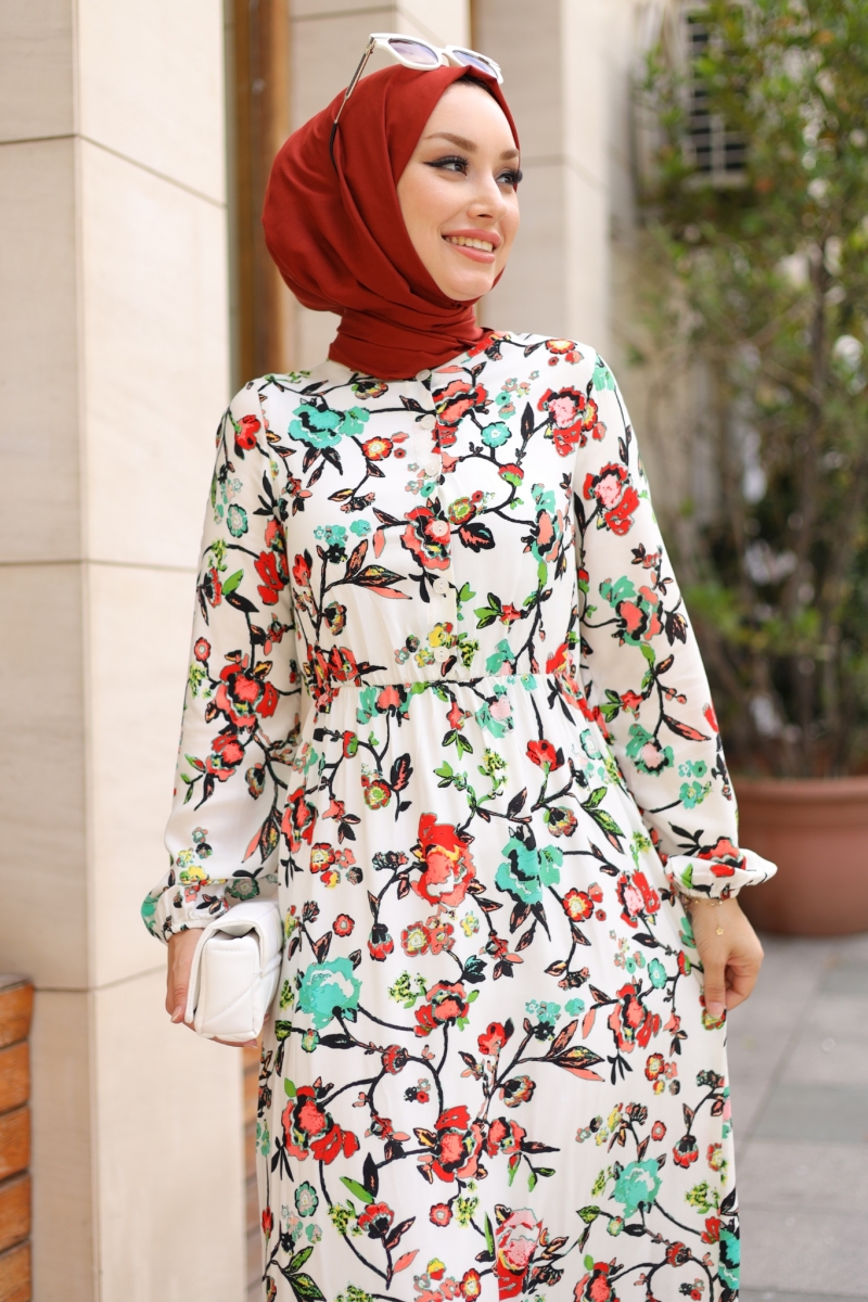 Mirana Beyaz Viskon Elbise