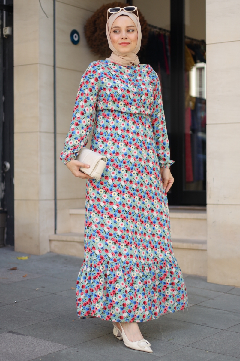 Mirana Mint Yeşili Viskon Elbise