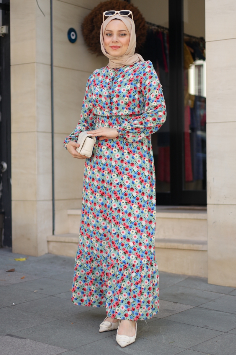 Mirana Mint Yeşili Viskon Elbise