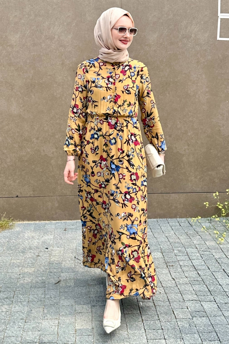 Mirana Hardal Viskon Elbise