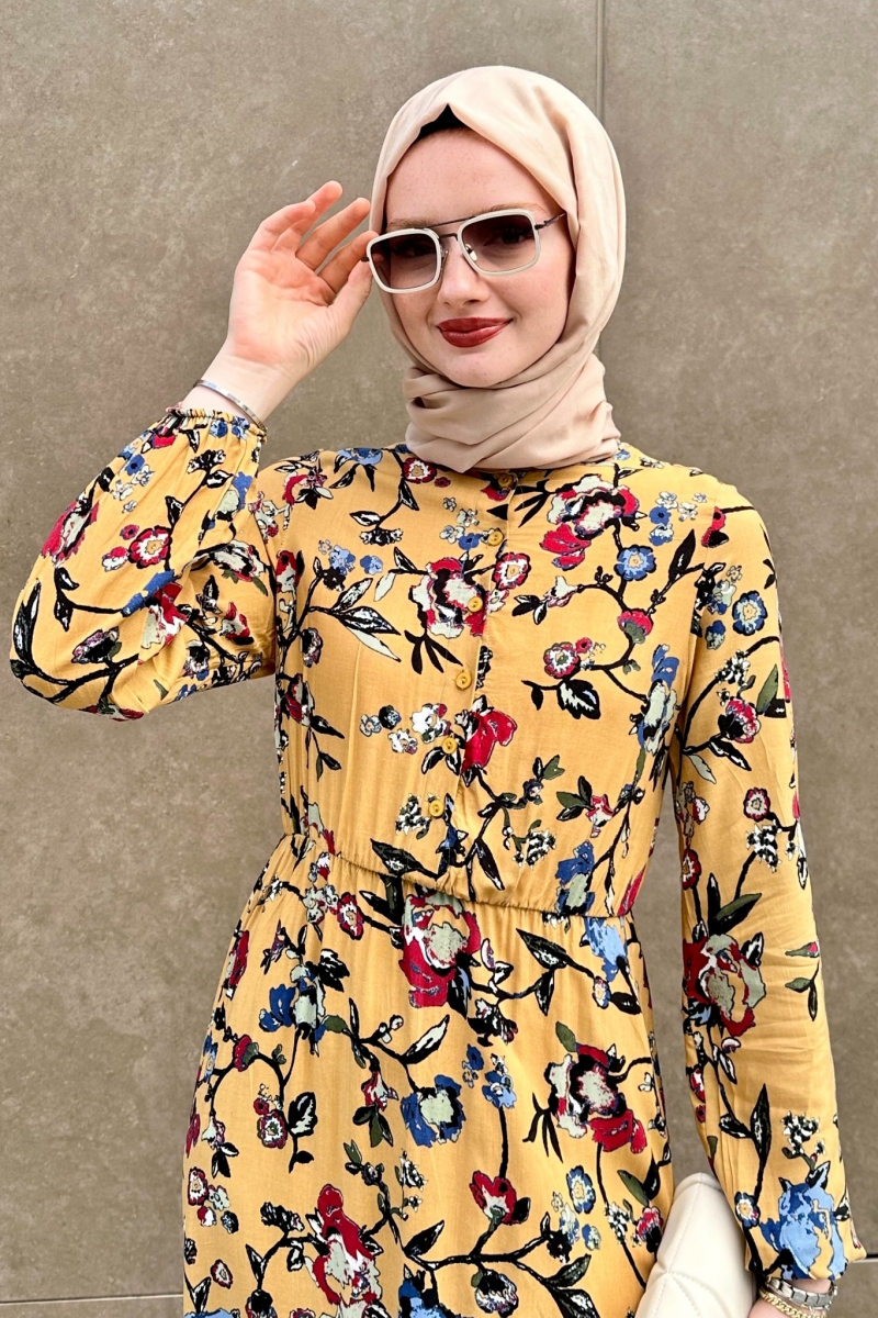 Mirana Hardal Viskon Elbise