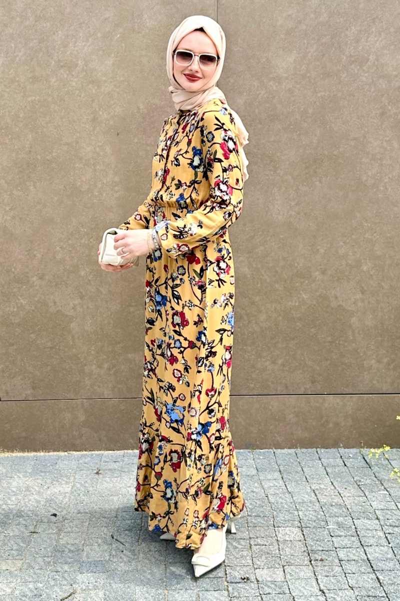 Mirana Hardal Viskon Elbise