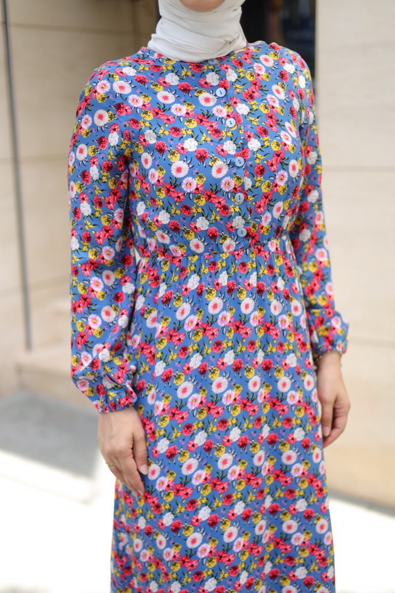 Mirana Mavi Viskon Elbise