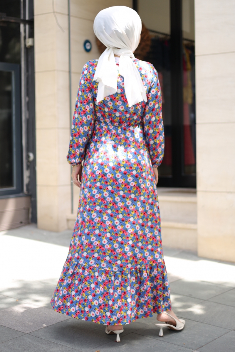 Mirana Mavi Viskon Elbise