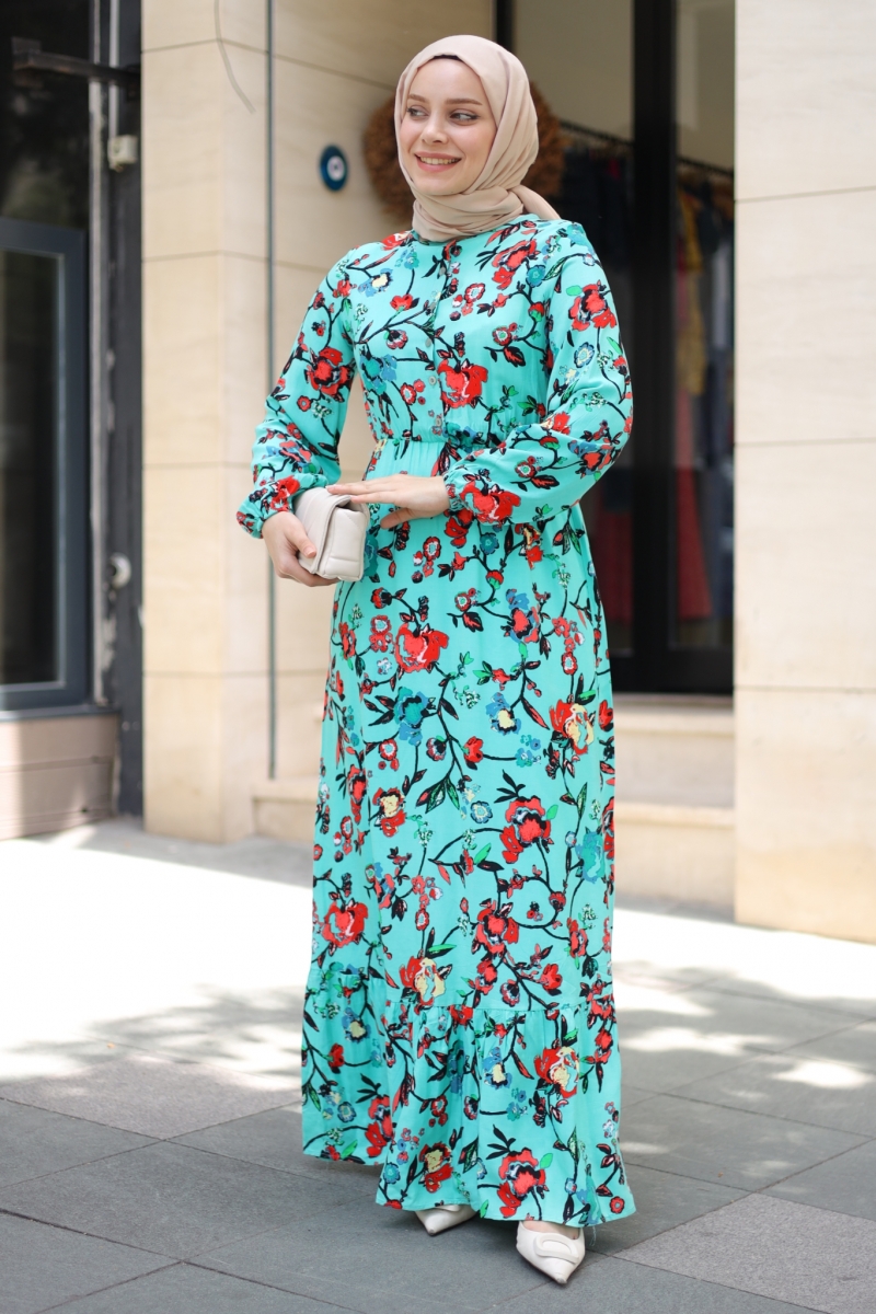 Mirana Yeşil Viskon Elbise