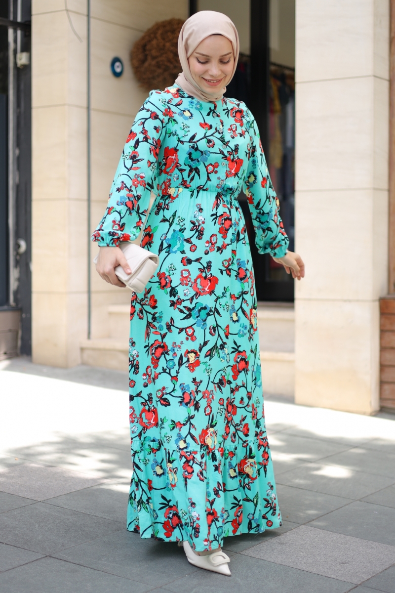 Mirana Yeşil Viskon Elbise