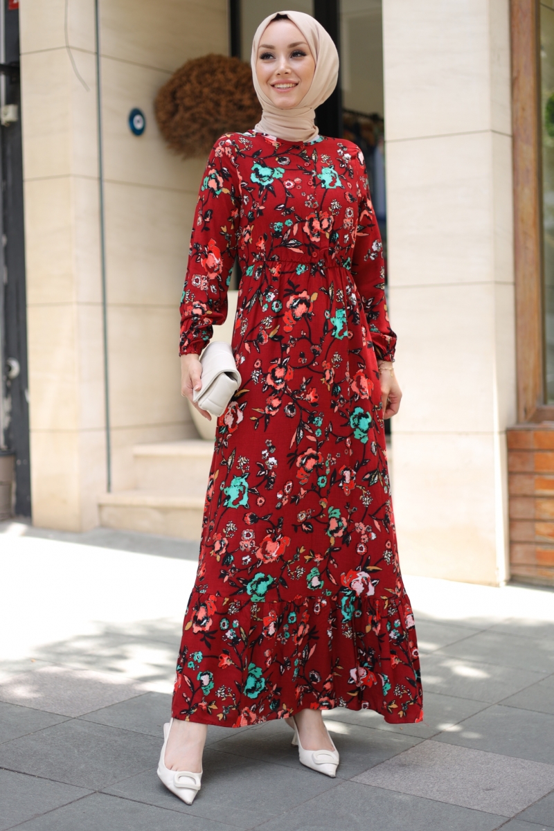 Mirana Bordo Viskon Elbise